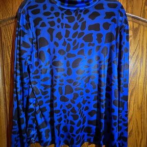 SHEIN Blue and Black Anima Print Long Sleeve Top